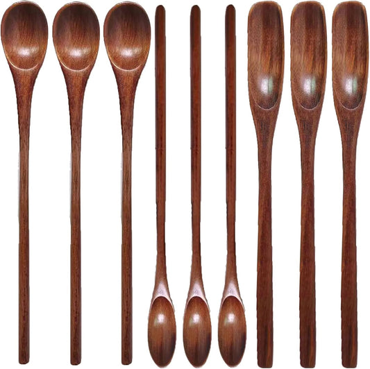 Wooden Spoons Long Handle Wooden Coffee Spoons Tea Spoon Wooden Mixing Honey Spoon Handmade Wood Stirring V1259-DP01-A-3247