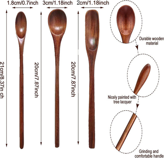 Wooden Spoons Long Handle Wooden Coffee Spoons Tea Spoon Wooden Mixing Honey Spoon Handmade Wood Stirring V1259-DP01-A-3247