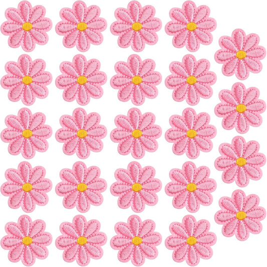 24pcs Flower Iron on Patches, Cute Daisy Flower Patch for Clothes, Sew on Embroidered Applique Patch, Sewing V1259-DP01-A-3256