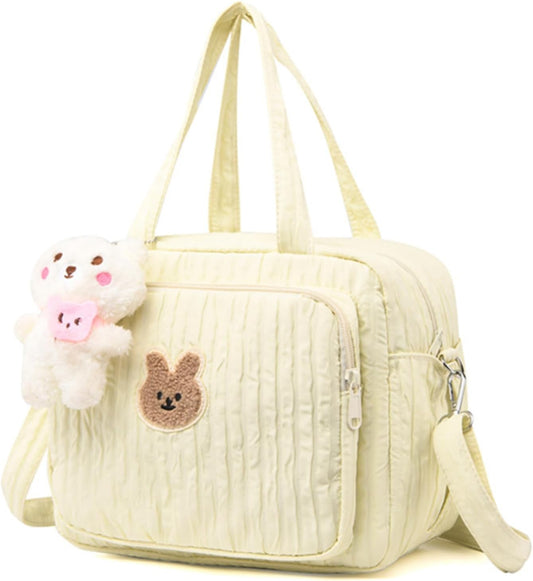 Diaper Tote Bag, 9.5inch Tote Diaper Bag with Plush Doll Pendant, Adjustable Strap & Handle, Large Mommy Bag, V1259-DP01-A-3258