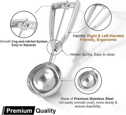 Ice Cream Scoops Set 3 PCS Cookie Scoops for Baking, Fits Right & Left Handed, Stainless Steel Cookie Dough V1259-DP01-A-3259