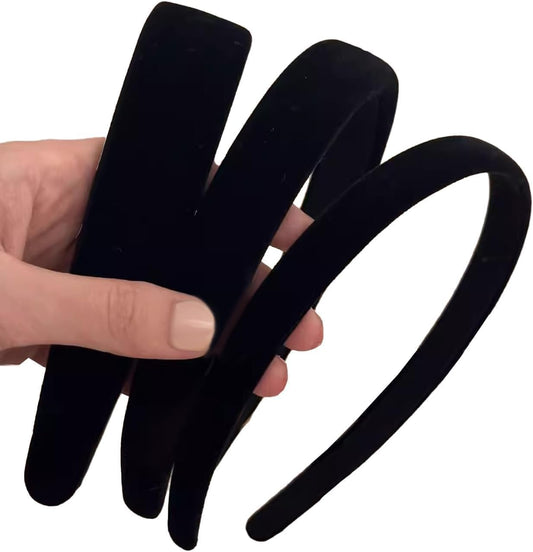 3Pcs Black Velvet Headbands for Women, Soft Head Bands for Women's Hair Plain Velvet Hair Band Hoop for Girls V1259-DP01-A-3271