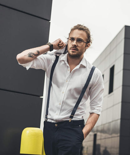 Suspenders for Women and Men | Elastic, Adjustable, Y-Back | Pant Clips, Tuxedo Braces V1259-DP01-A-3273