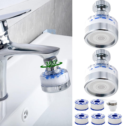 Faucet Water Filter, 360 Degree Rotating Mount Filters Purifier Kitchen Tap Filtration Removes Chlorine V1259-DP01-A-3278