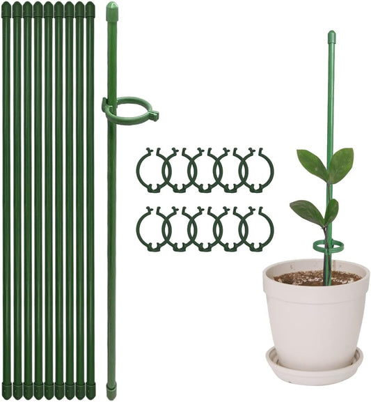 12 Inch Plant Support Stakes, with Adjustable Retaining Ring Green Plant Sticks Support Stakes for Indoor and V1259-DP01-A-3279