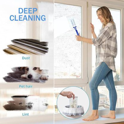 40 Pack Disposable Duster Refills Kit Compatible with Swiffer Dusters 180 Degree Extendable Handle Dusters V1259-DP01-A-3287