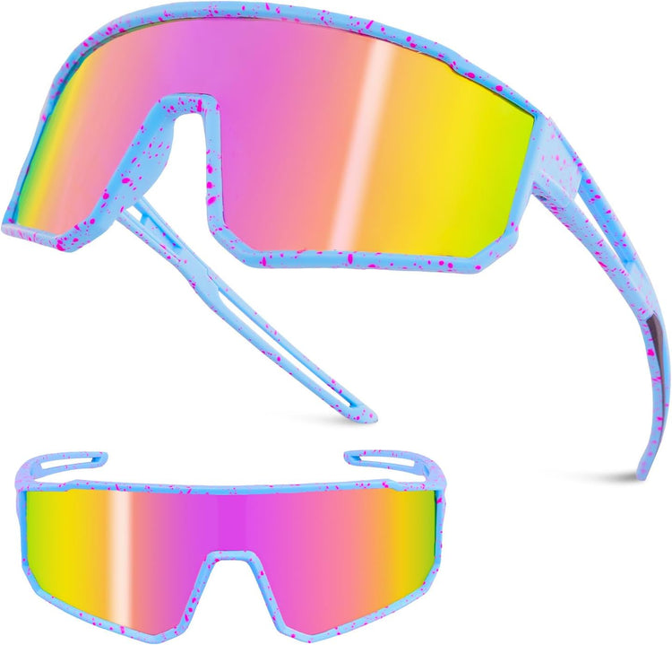 Youth Polarized Sunglasses Kids Baseball Glasses,Cycling Sport Shades for Boy Girl 8-14,UV400 Protection V1259-DP01-A-3289