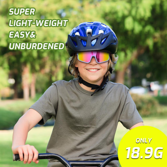 Youth Polarized Sunglasses Kids Baseball Glasses,Cycling Sport Shades for Boy Girl 8-14,UV400 Protection V1259-DP01-A-3289