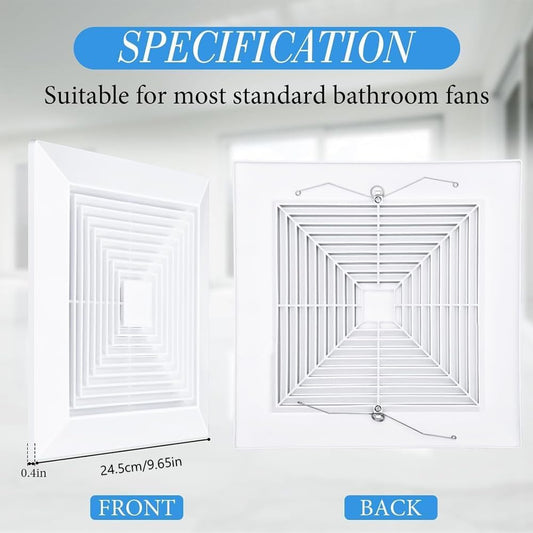 Bathroom Exhaust Fan Cover with Spring,(9"x9"Inches) White Bathroom Ceiling Fan Grille,Replacement Parts for V1259-DP01-A-3292