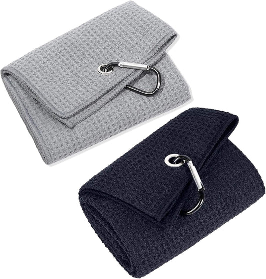 Golf Towel,2 PackPremium Microfiber Fabric Waffle Pattern Towels,Heavy Duty Carabiner Clip (2 Pcs,2 Colors) V1259-DP01-A-3294