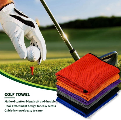 Golf Towel,2 PackPremium Microfiber Fabric Waffle Pattern Towels,Heavy Duty Carabiner Clip (2 Pcs,2 Colors) V1259-DP01-A-3294