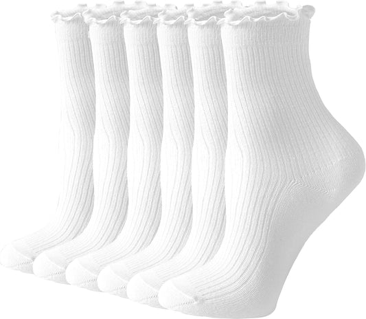 Womens Ruffle Socks Cute Frilly Ankle Socks Quarter Crew Socks for Women Girl V1259-DP01-A-3296