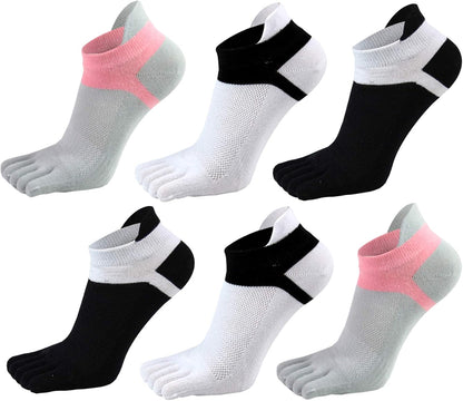 Women Toe Socks 5 Finger Cotton Wicking Athletic 6 Pack V1259-DP01-A-3301