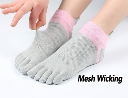 Women Toe Socks 5 Finger Cotton Wicking Athletic 6 Pack V1259-DP01-A-3301
