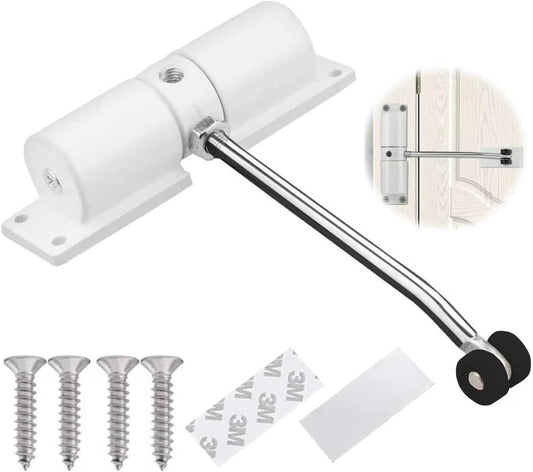 Automatic Door Closer, Zinc Alloy Safety Spring Door Closer Adjustable 30 kg Closing Door Hinge (White) V1259-DP01-A-3306