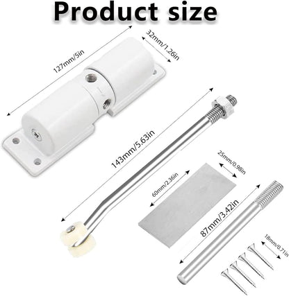 Automatic Door Closer, Zinc Alloy Safety Spring Door Closer Adjustable 30 kg Closing Door Hinge (White) V1259-DP01-A-3306