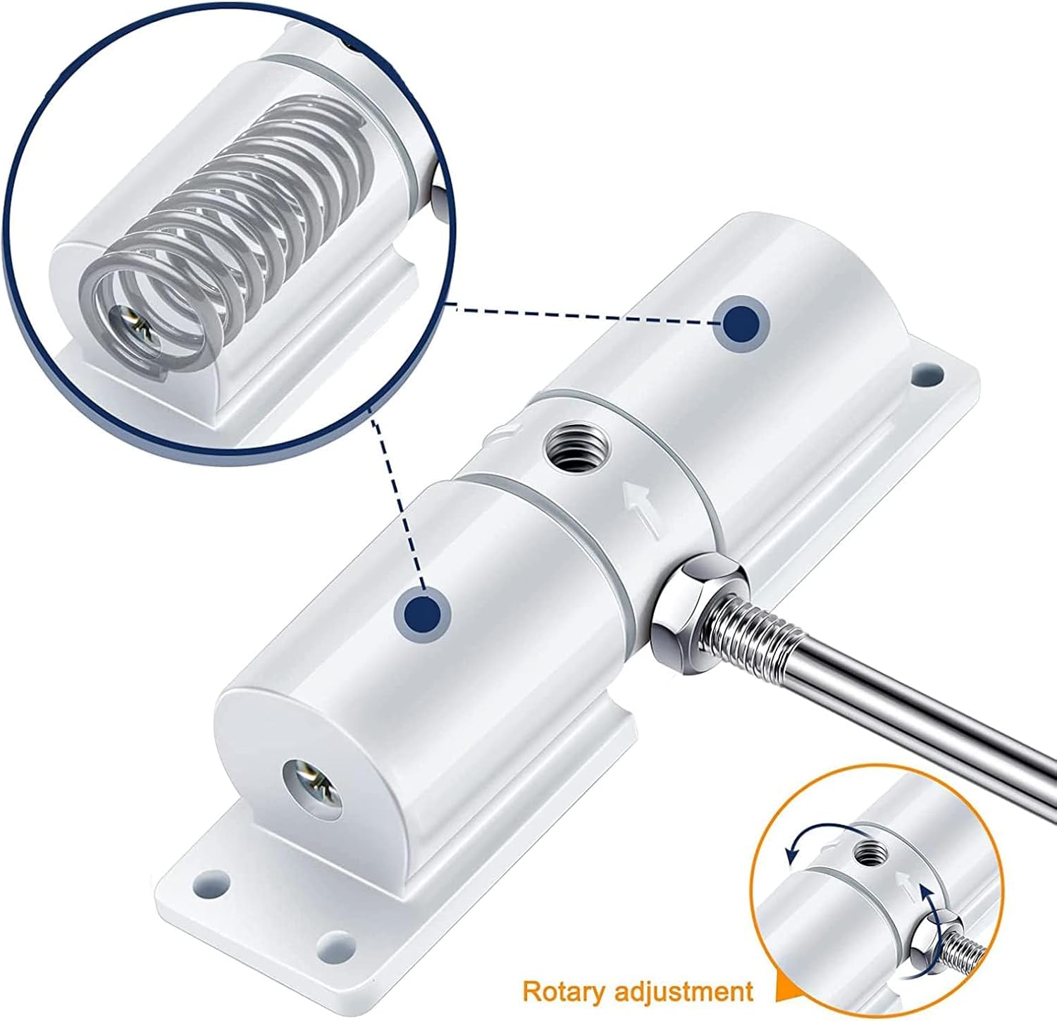 Automatic Door Closer, Zinc Alloy Safety Spring Door Closer Adjustable 30 kg Closing Door Hinge (White) V1259-DP01-A-3306