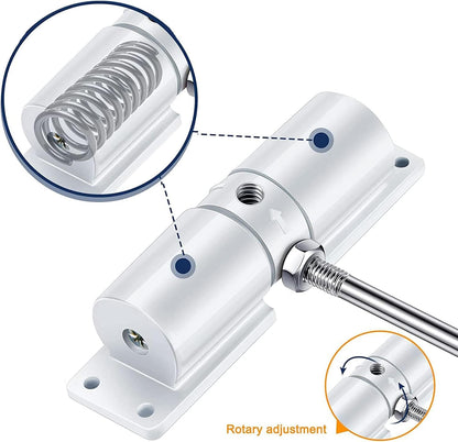 Automatic Door Closer, Zinc Alloy Safety Spring Door Closer Adjustable 30 kg Closing Door Hinge (White) V1259-DP01-A-3306