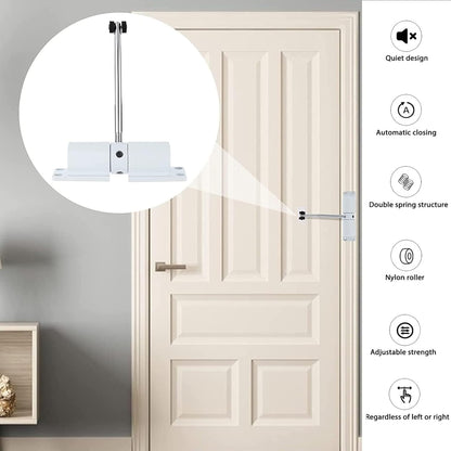 Automatic Door Closer, Zinc Alloy Safety Spring Door Closer Adjustable 30 kg Closing Door Hinge (White) V1259-DP01-A-3306