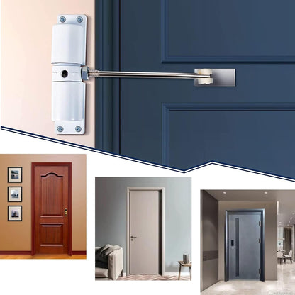 Automatic Door Closer, Zinc Alloy Safety Spring Door Closer Adjustable 30 kg Closing Door Hinge (White) V1259-DP01-A-3306