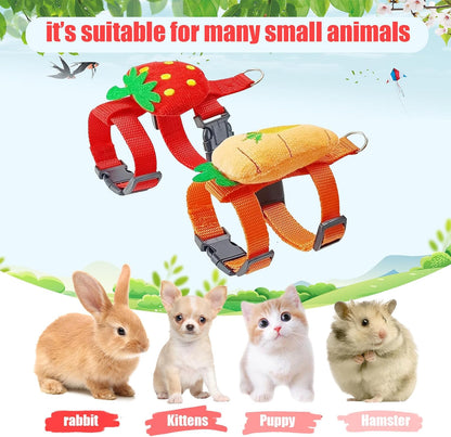 2pcs Rabbit Harness and Leash Set Cute Carrot and Strawberry Trim, Adjustable,for Rabbits, Cats Small Pets V1259-DP01-A-3320