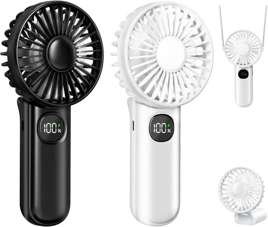 [Mini Portable Handheld Fan 2 Pack] 5 Adjustable Speeds Personal Fan with Lanyard,180 degrees Foldable Small V1259-DP01-A-3321
