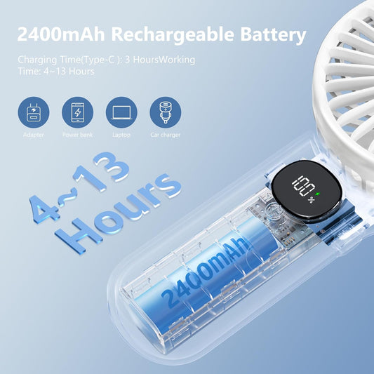 [Mini Portable Handheld Fan 2 Pack] 5 Adjustable Speeds Personal Fan with Lanyard,180 degrees Foldable Small V1259-DP01-A-3321
