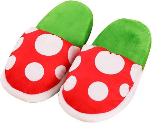 Piranha Plants Plush Slippers Suit Winter Home Wear Cannibal Flower Slippers with Green Warp Pipe Plush for V1259-DP01-A-3328