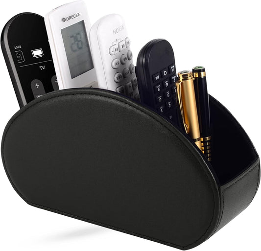 Tv Remote Holder Tray with 5 Compartments,PU Leather Remote Control Holder/Caddy Nightstand Decoration,Placed V1259-DP01-A-3334
