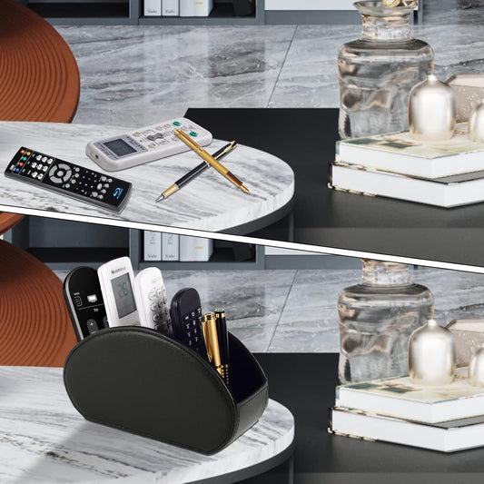 Tv Remote Holder Tray with 5 Compartments,PU Leather Remote Control Holder/Caddy Nightstand Decoration,Placed V1259-DP01-A-3334