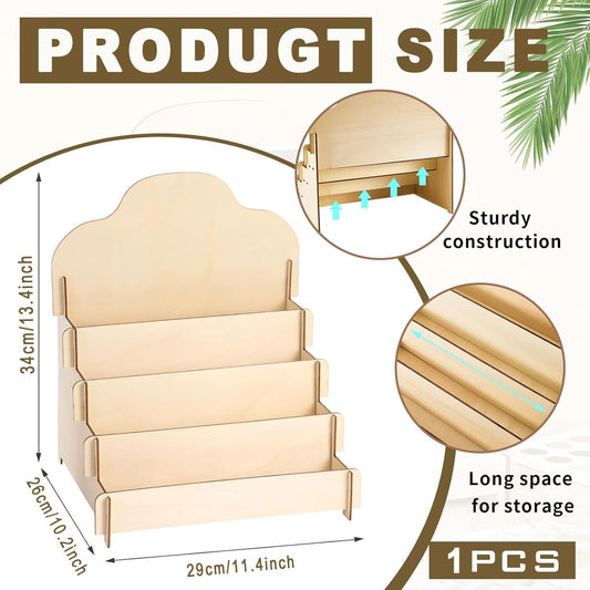 Greeting Card Display Stands 4Tier Durable Wooden Stickers Display Risers Multipurpose Portable Blank Retail V1259-DP01-A-3337
