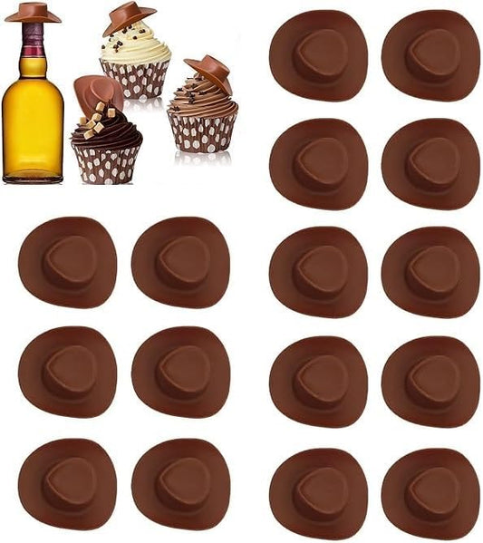 24-Pack Mini Western Hats, Mini Cowboy Hats, Western Mini Cowboy Hats Plastic Micro Doll Hat Craft Kit (Brown) V1259-DP01-A-3339