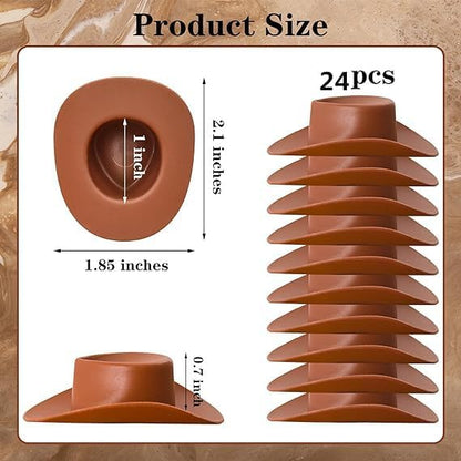 24-Pack Mini Western Hats, Mini Cowboy Hats, Western Mini Cowboy Hats Plastic Micro Doll Hat Craft Kit (Brown) V1259-DP01-A-3339