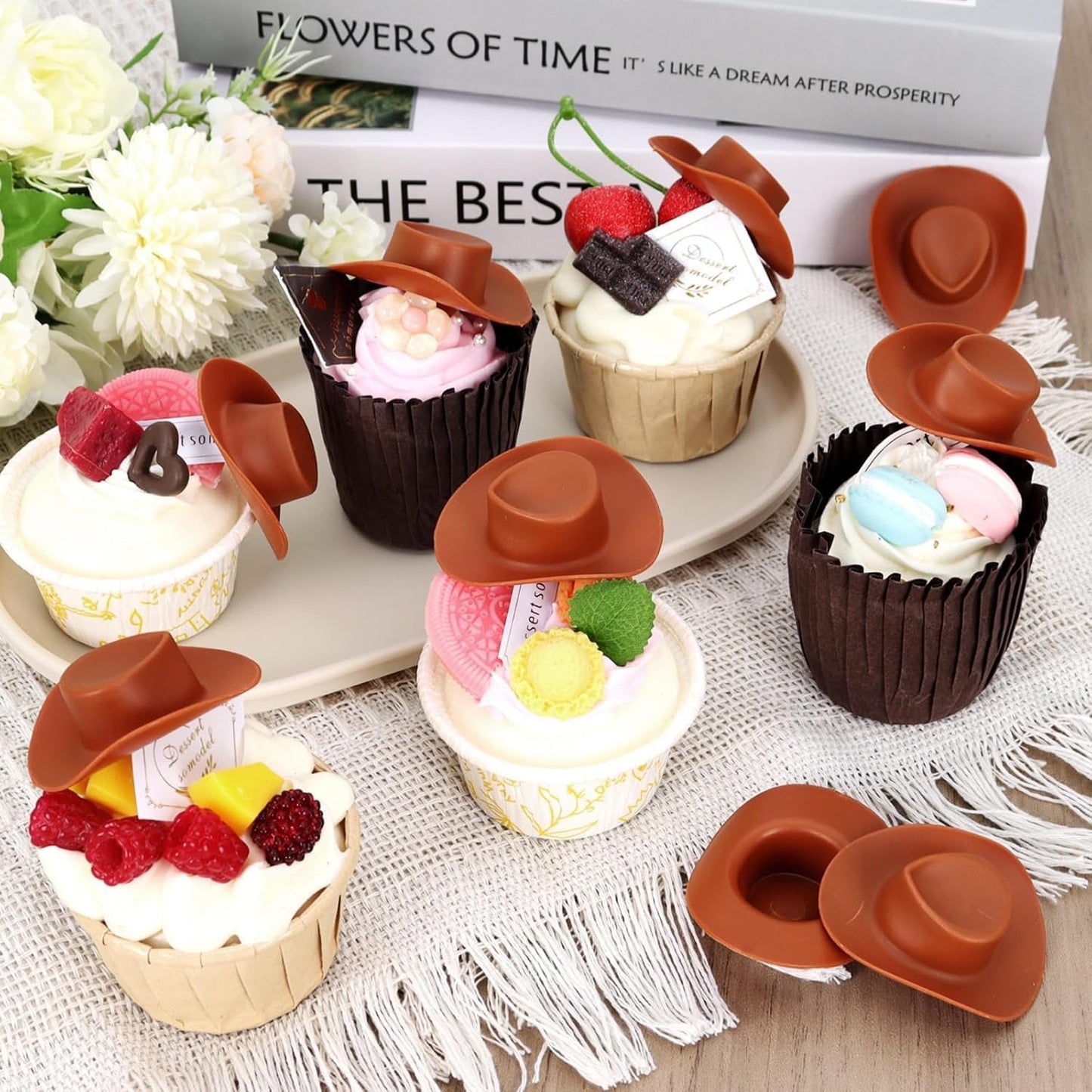 24-Pack Mini Western Hats, Mini Cowboy Hats, Western Mini Cowboy Hats Plastic Micro Doll Hat Craft Kit (Brown) V1259-DP01-A-3339