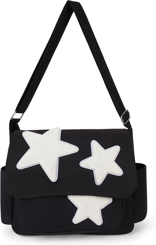 Aesthetic Messenger Bag Cute Tote Bags Y2K Star Shoulder Bag Canvas Tote Bag Kawaii Crossbody Bag for Women V1259-DP01-A-3341