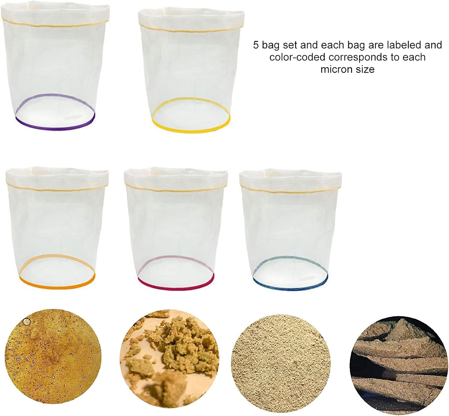 5pcs 5 Gallon Filter Bag Bubble Bag Herbal Ice Essence Extractor Kit Set Micron Drawstring Extraction Bags V1259-DP01-A-3342