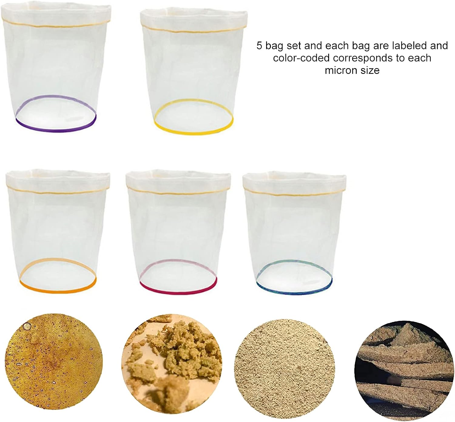 5pcs 5 Gallon Filter Bag Bubble Bag Herbal Ice Essence Extractor Kit Set Micron Drawstring Extraction Bags V1259-DP01-A-3342