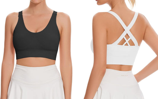 Sports Bra for Women Unpadded Medium Support Criss Cross Back Strappy Workout Bra High Impact Gym Activewear V1259-DP01-A-3344