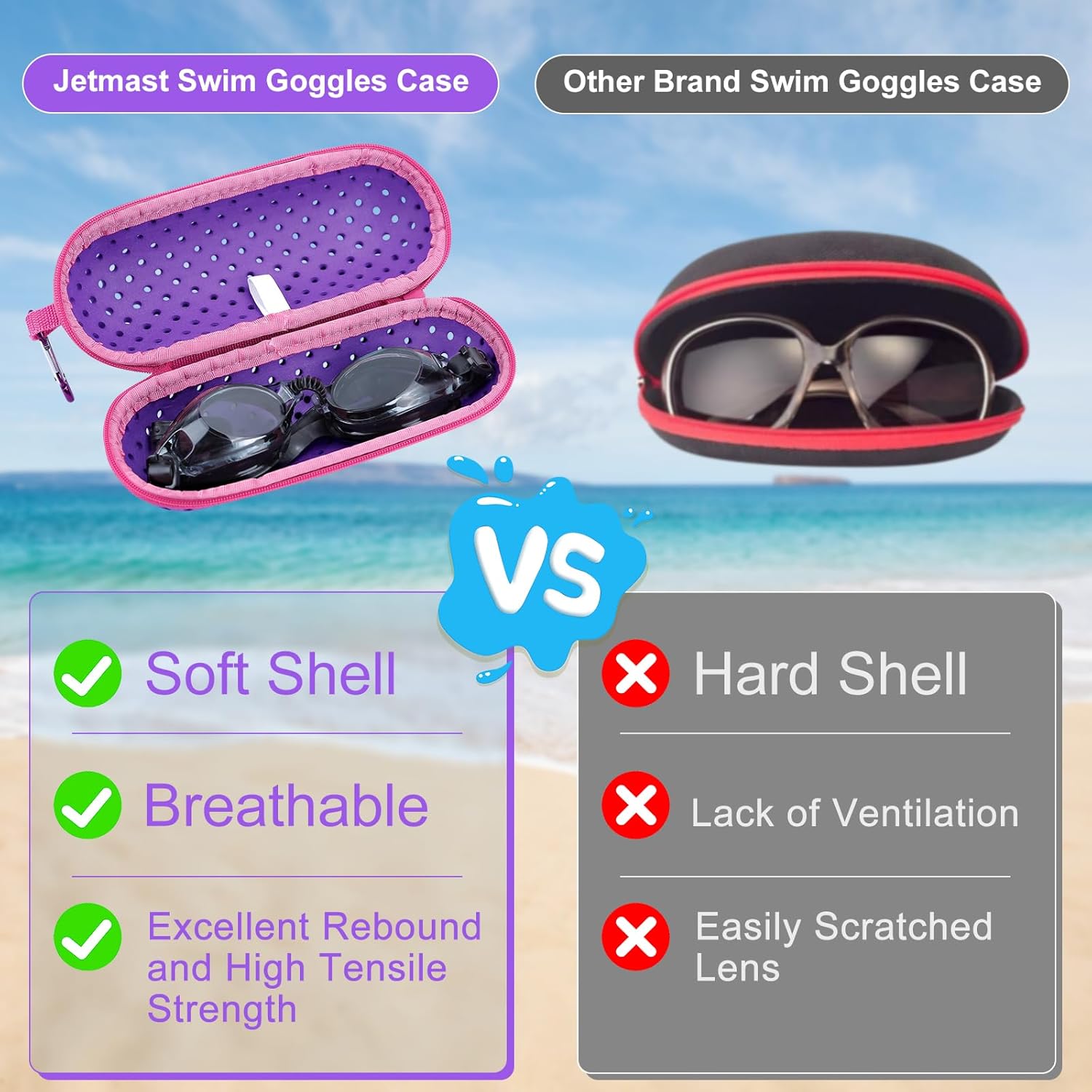 Swim Goggle Case For Swimming Goggles, Protective Cases for Goggles with Clip, Sunglasses, Goggles, Sports V1259-DP01-A-3347