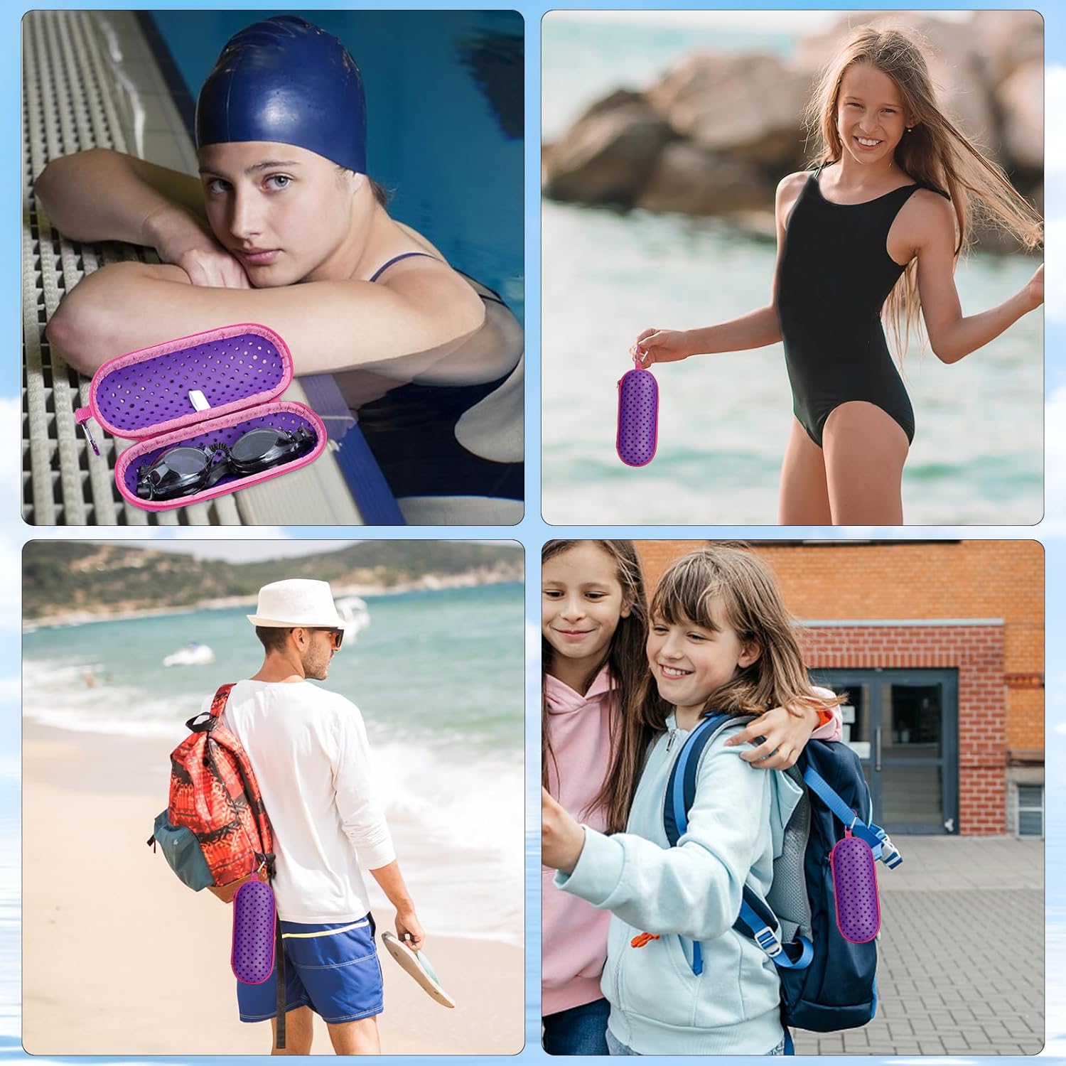 Swim Goggle Case For Swimming Goggles, Protective Cases for Goggles with Clip, Sunglasses, Goggles, Sports V1259-DP01-A-3347