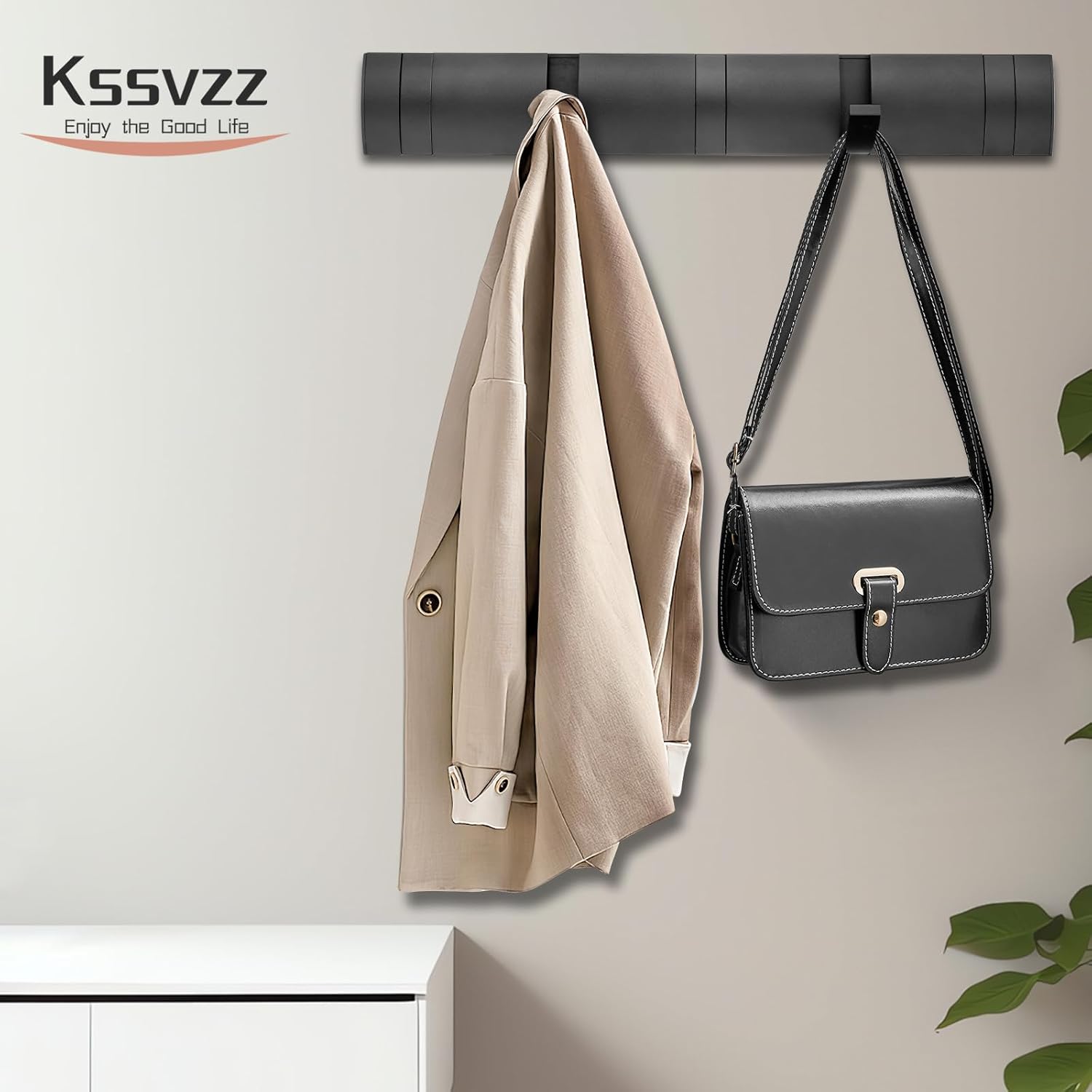 Coat Rack Wall Mount, Heavy Duty Aluminum Coat Hooks, Self-Adhesive Wall Hooks Stylish and Sleek, Coat Hanger V1259-DP01-A-3349