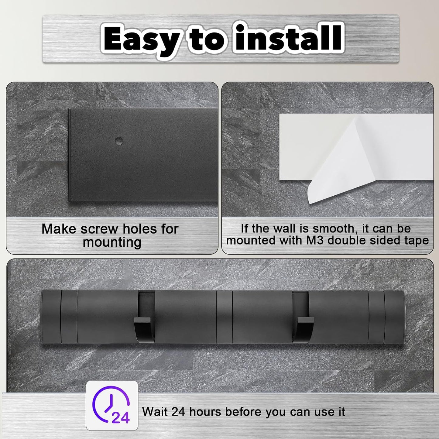 Coat Rack Wall Mount, Heavy Duty Aluminum Coat Hooks, Self-Adhesive Wall Hooks Stylish and Sleek, Coat Hanger V1259-DP01-A-3349