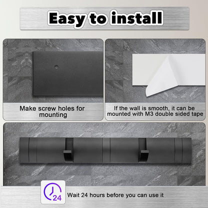Coat Rack Wall Mount, Heavy Duty Aluminum Coat Hooks, Self-Adhesive Wall Hooks Stylish and Sleek, Coat Hanger V1259-DP01-A-3349