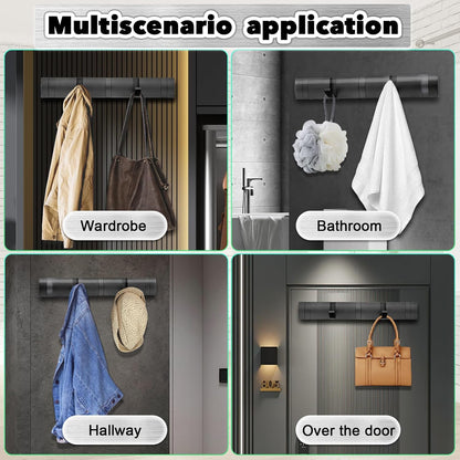 Coat Rack Wall Mount, Heavy Duty Aluminum Coat Hooks, Self-Adhesive Wall Hooks Stylish and Sleek, Coat Hanger V1259-DP01-A-3349