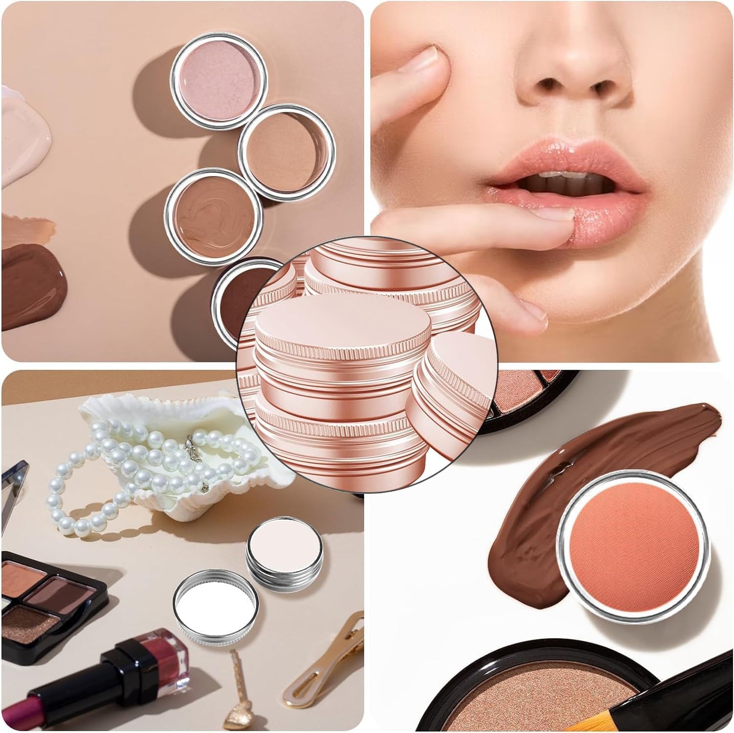 Aluminum Tin Jar With Screw Cap, 9 Pcs Rose Gold Round Containers, Empty Refillable Tin Cans, 60g V1259-DP01-A-3353