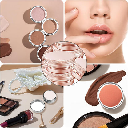 Aluminum Tin Jar With Screw Cap, 9 Pcs Rose Gold Round Containers, Empty Refillable Tin Cans, 60g V1259-DP01-A-3353
