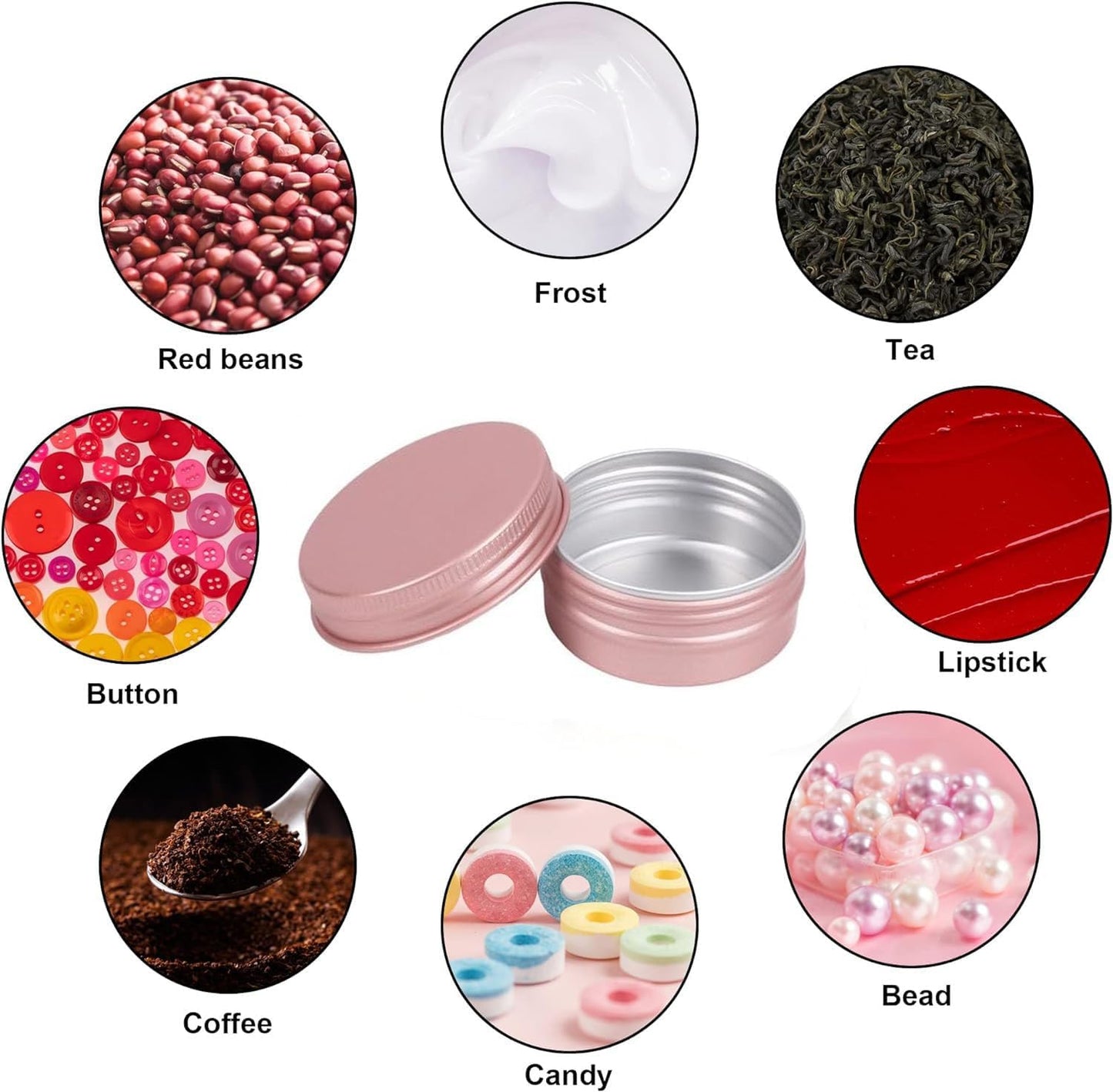 Aluminum Tin Jar With Screw Cap, 9 Pcs Rose Gold Round Containers, Empty Refillable Tin Cans, 60g V1259-DP01-A-3353