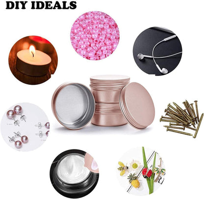 Aluminum Tin Jar With Screw Cap, 9 Pcs Rose Gold Round Containers, Empty Refillable Tin Cans, 60g V1259-DP01-A-3353