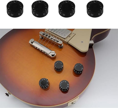 Electric Guitar Volume Knobs, 4-Pack, Acrylic Coarse Spline, Black, Compatible with Epiphone Les Paul SG V1259-DP01-A-3355