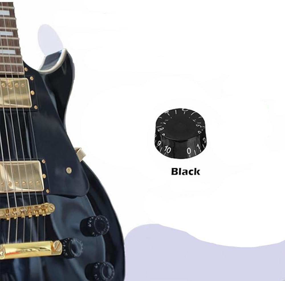 Electric Guitar Volume Knobs, 4-Pack, Acrylic Coarse Spline, Black, Compatible with Epiphone Les Paul SG V1259-DP01-A-3355